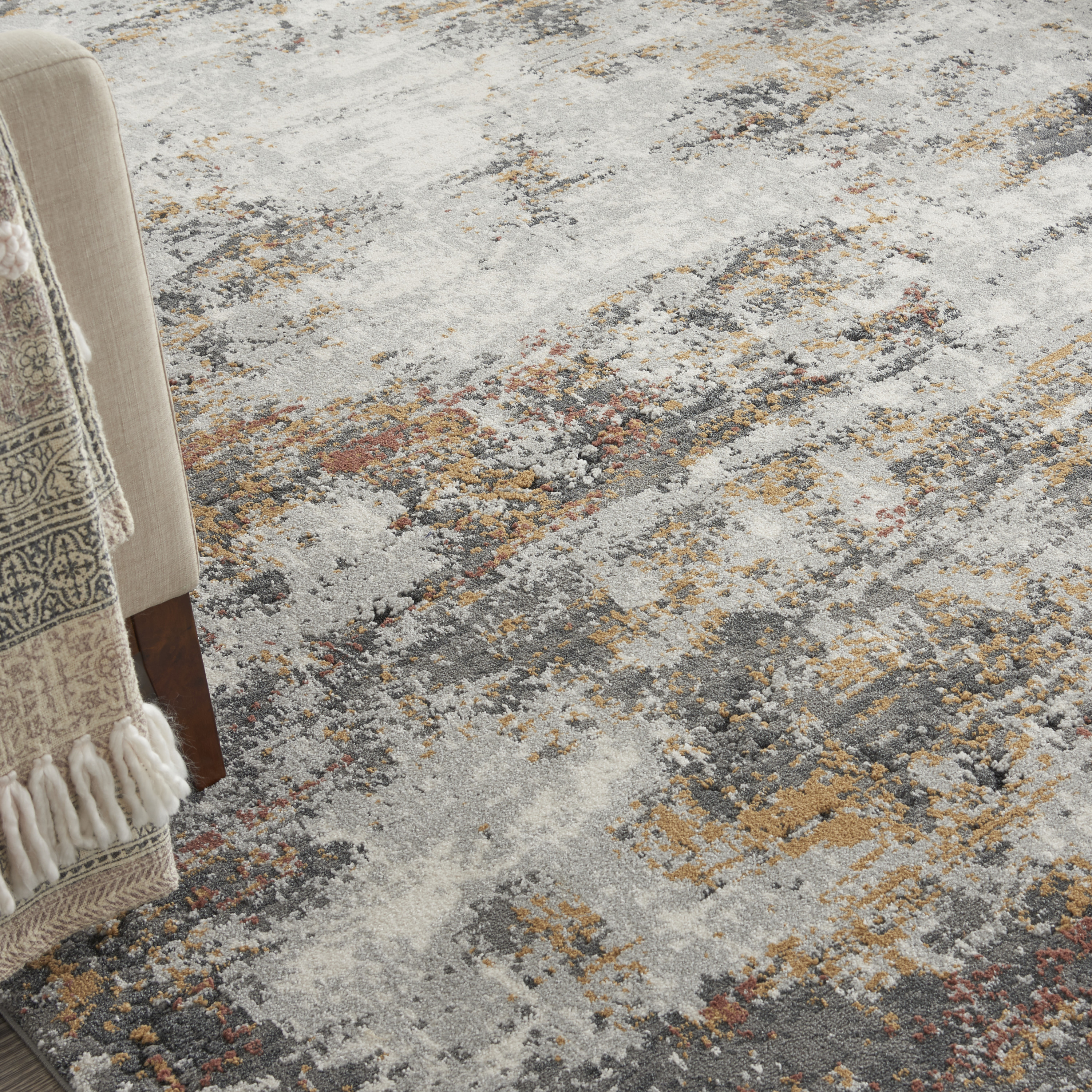 Nourison Tangra 9' x 12' Grey Multicolor Modern Indoor Rug
