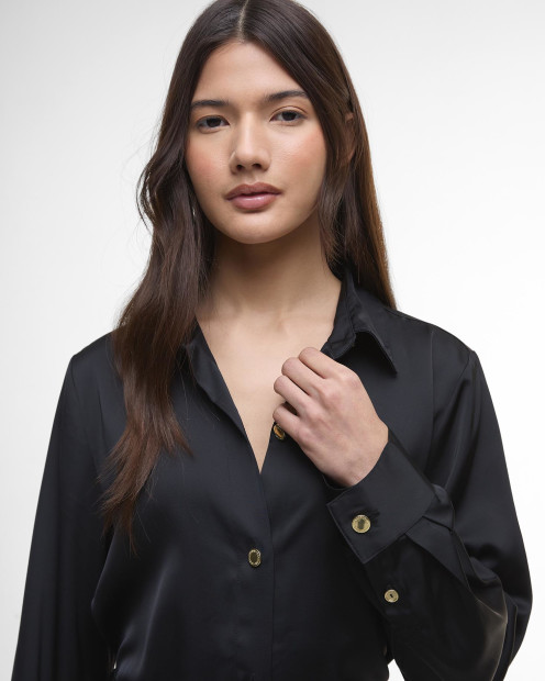 Saskia Satin Shirt Black