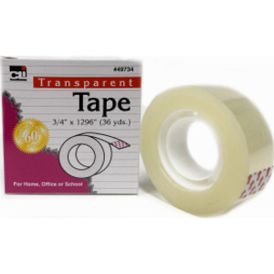 Transparent Tape, 3/4" x 36 yds, 1" Core, 1 Roll