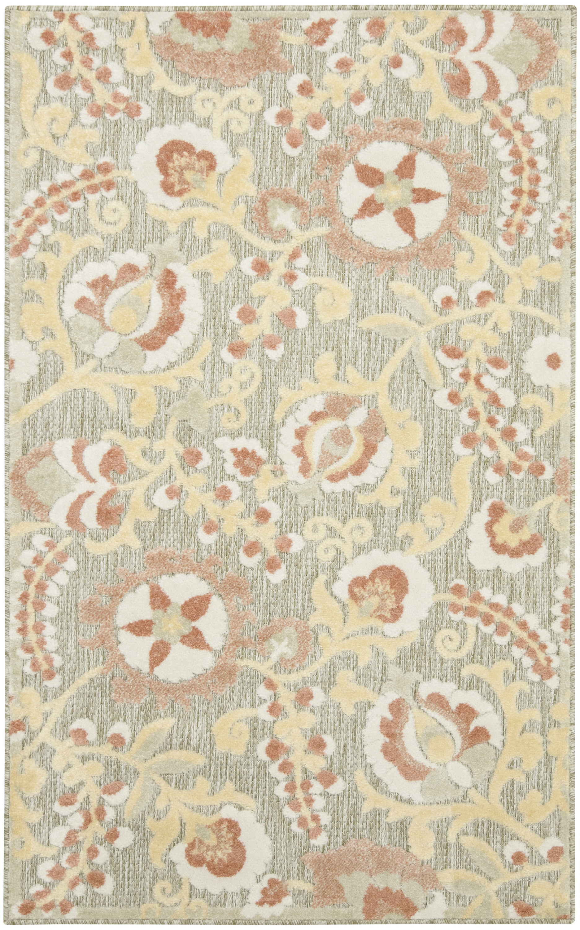 Nourison Aloha 2'8" x 4' Sage Rose Farmhouse Rug