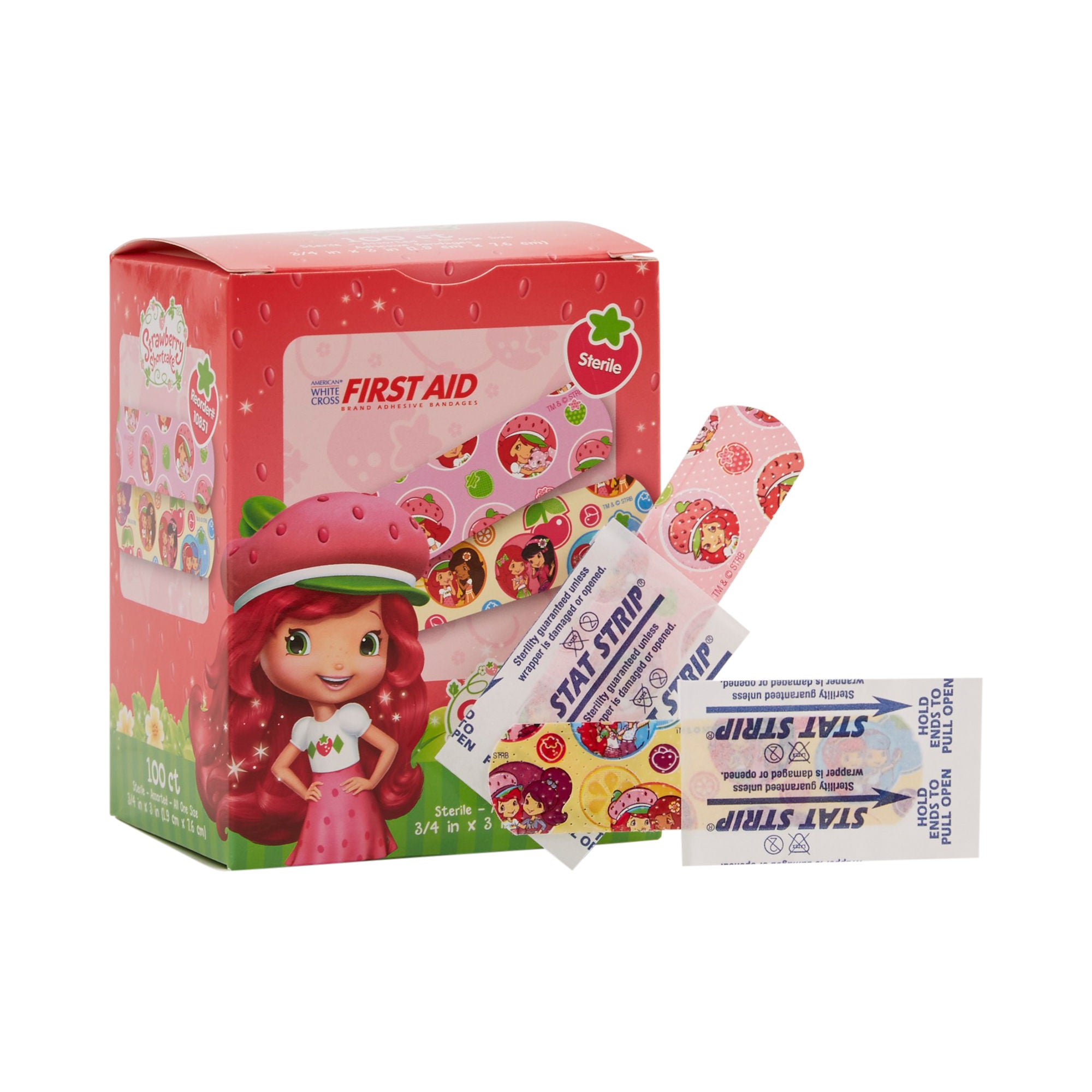 American® White Cross Stat Strip® Strawberry Shortcake Design Adhesive Strips