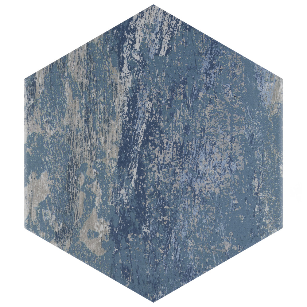 Cassis Hex Blue 8-5/8 in. x 9-7/8 in. Porcelain Floor and Wall Tile