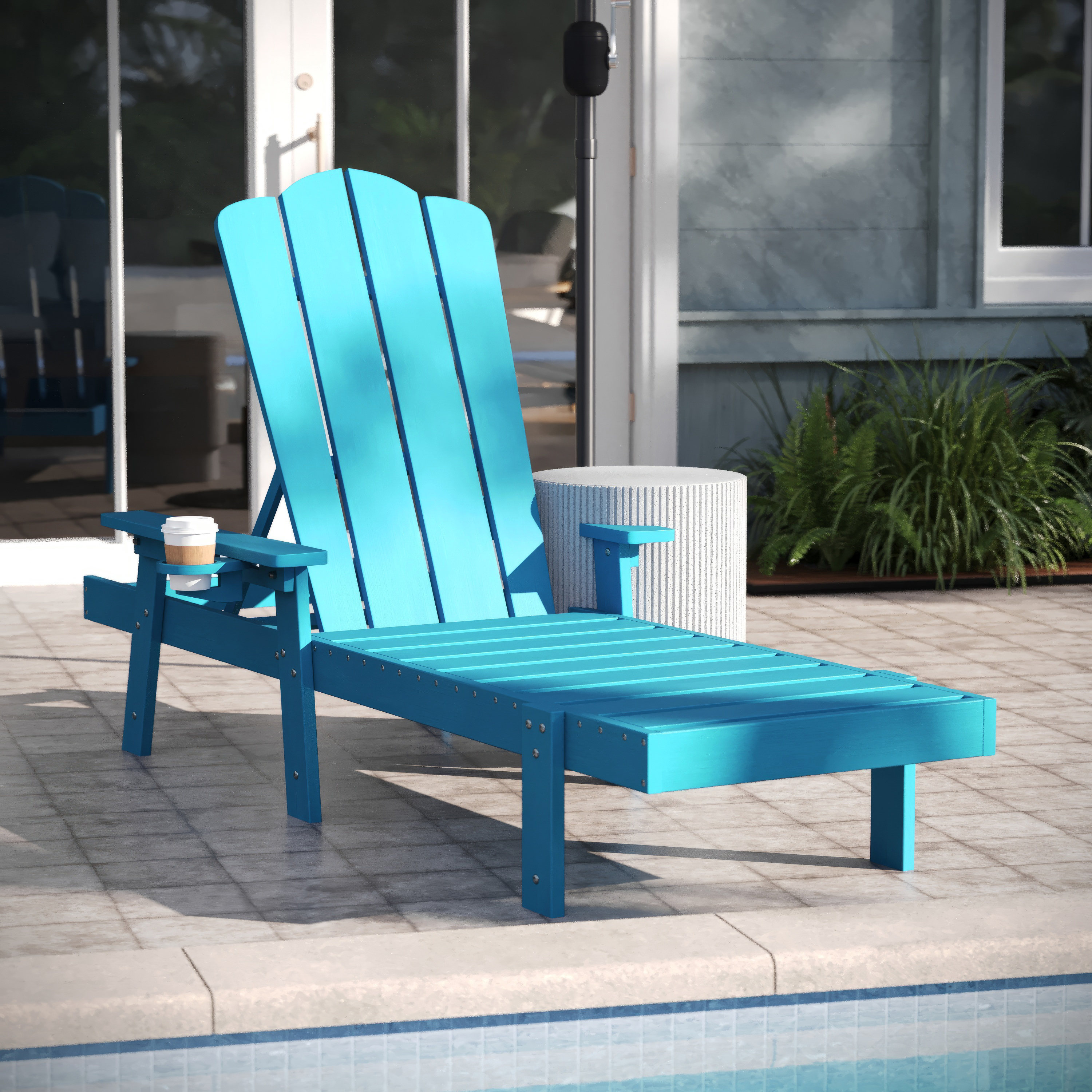 Stockton Set of 2 Red Recycled HDPE Adjustable Adirondack Loungers with Fold ... - Bild 15 von 23