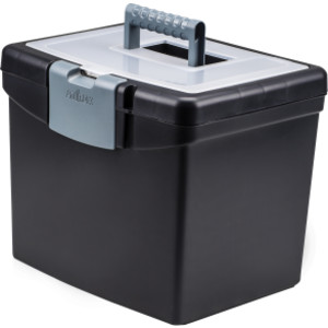 Portable File Box with XL Storage Lid, Black