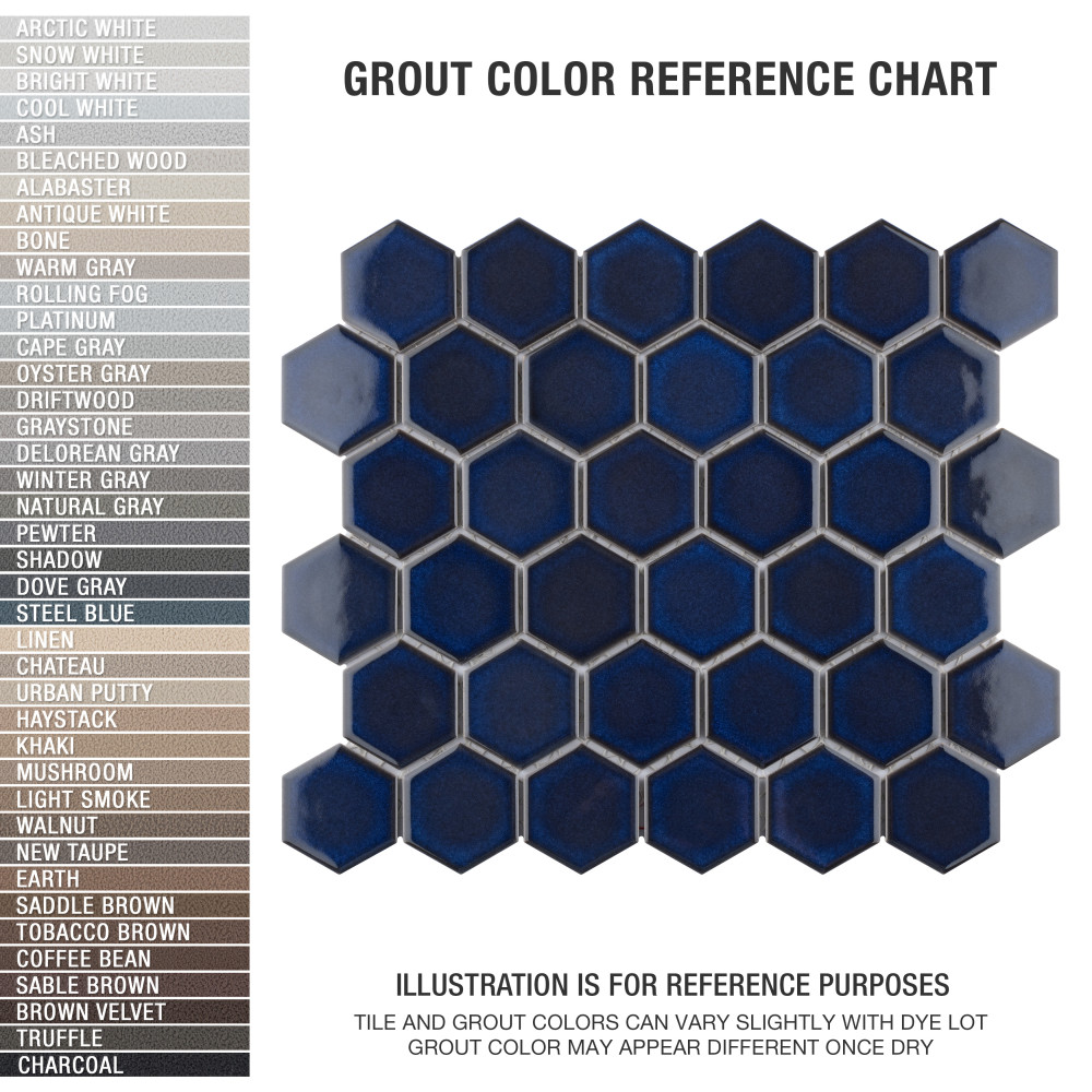 Tribeca 2″ Hex Glossy Cobalt 11-1/8 in. x 12-5/8 in. Porcelain Mosaic Tile