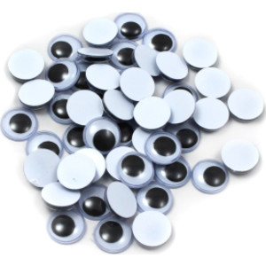 Wiggle Eyes, Round, 12mm, Black, Pack of 50