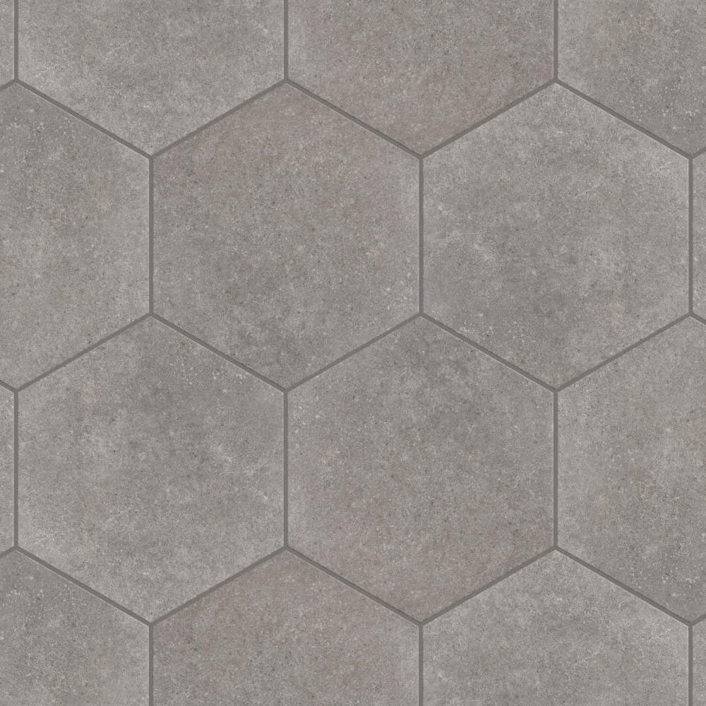 Traffic Hex Grey 8.63x9.88 Hexagon Porcelain Floor and Wall Digital Pattern