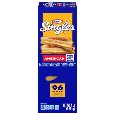 Kraft Singles American Cheese Slices 64 oz Box (96 Slices)