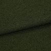 Dark olive‑green bouclé fabric, folded in a shallow horizontal overlap, showing dense looped texture; close-up studio view emphasizing a tactile, slightly shadowed surface.