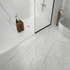 Beyond Calacatta Ocean White 24x48, 12x24 3D Etch and 2x2 Mosaic