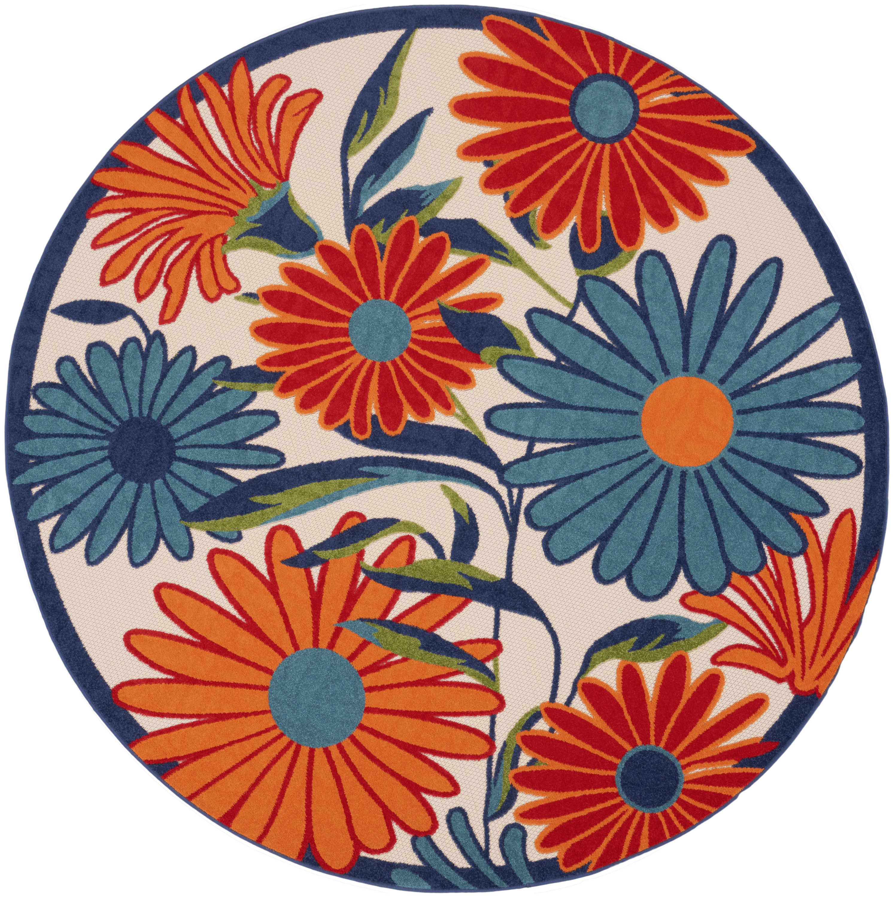 Nourison Aloha 7'10" x Round Multicolor Contemporary Rug
