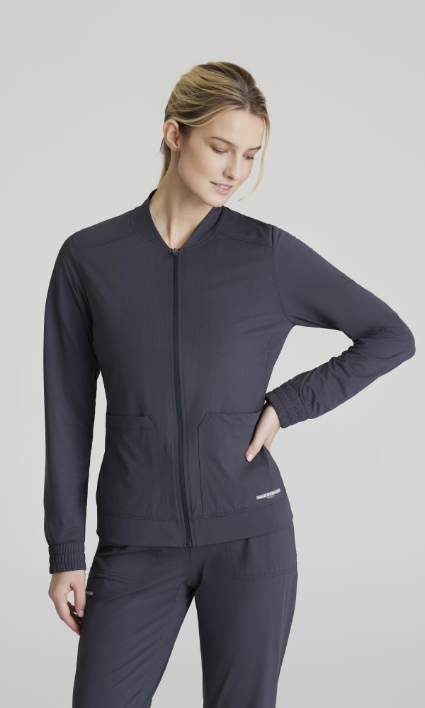 Skechers Slip-ins SKW919 Contour Knit 3 Pocket Zip Front Moisture Wicking Medical Scrub Warm-Up Jacket-Skechers Slip&#45;Ins