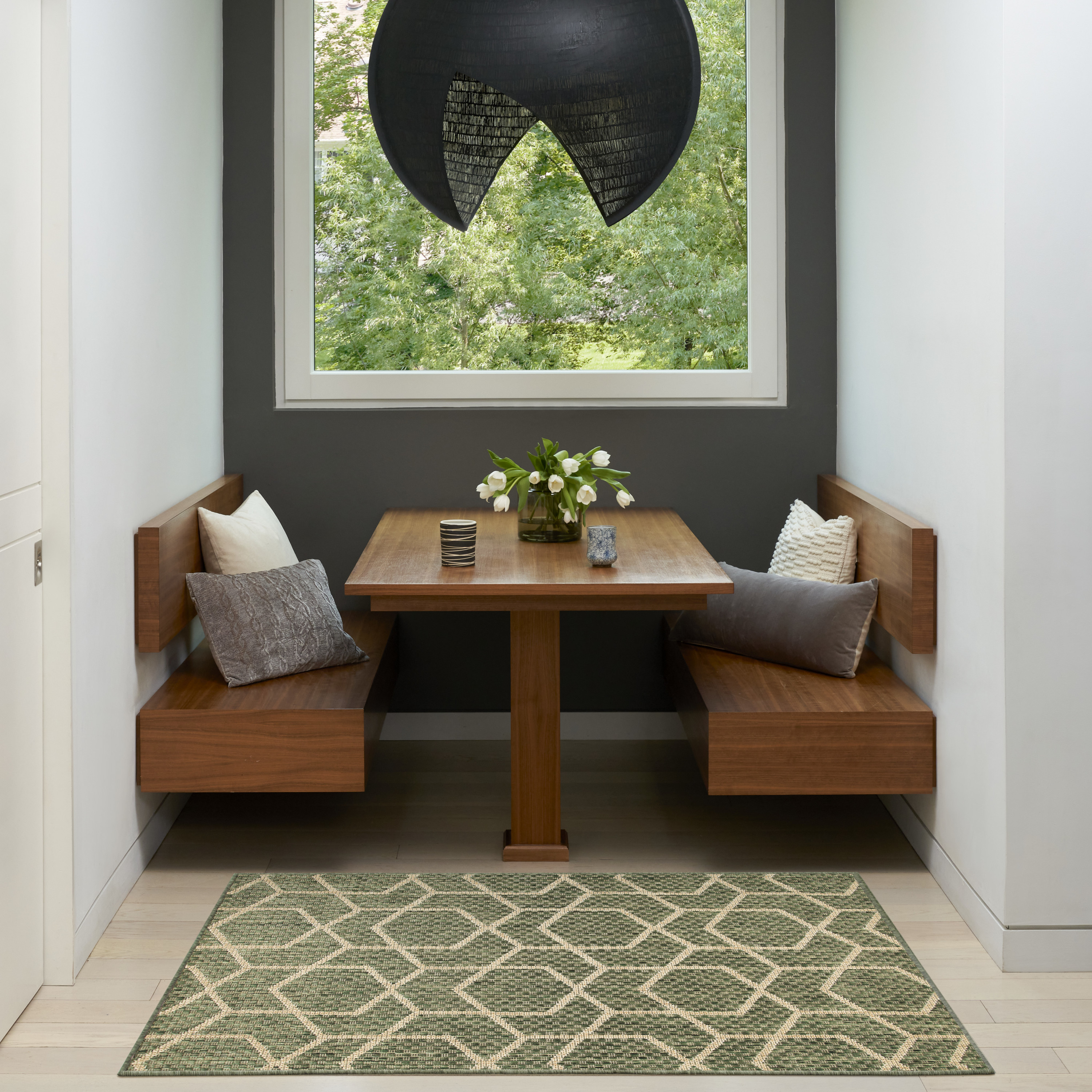 Nourison Horizon Indoor/Outdoor 3' x 5' Green Modern Rug