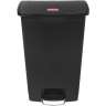 Rubbermaid Commercial, Streamline, Step-On, 18 gal, Resin, Black, Rectangle, Receptacle