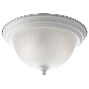2-Light Flush Mount, Ribbed Glass Finish, White
