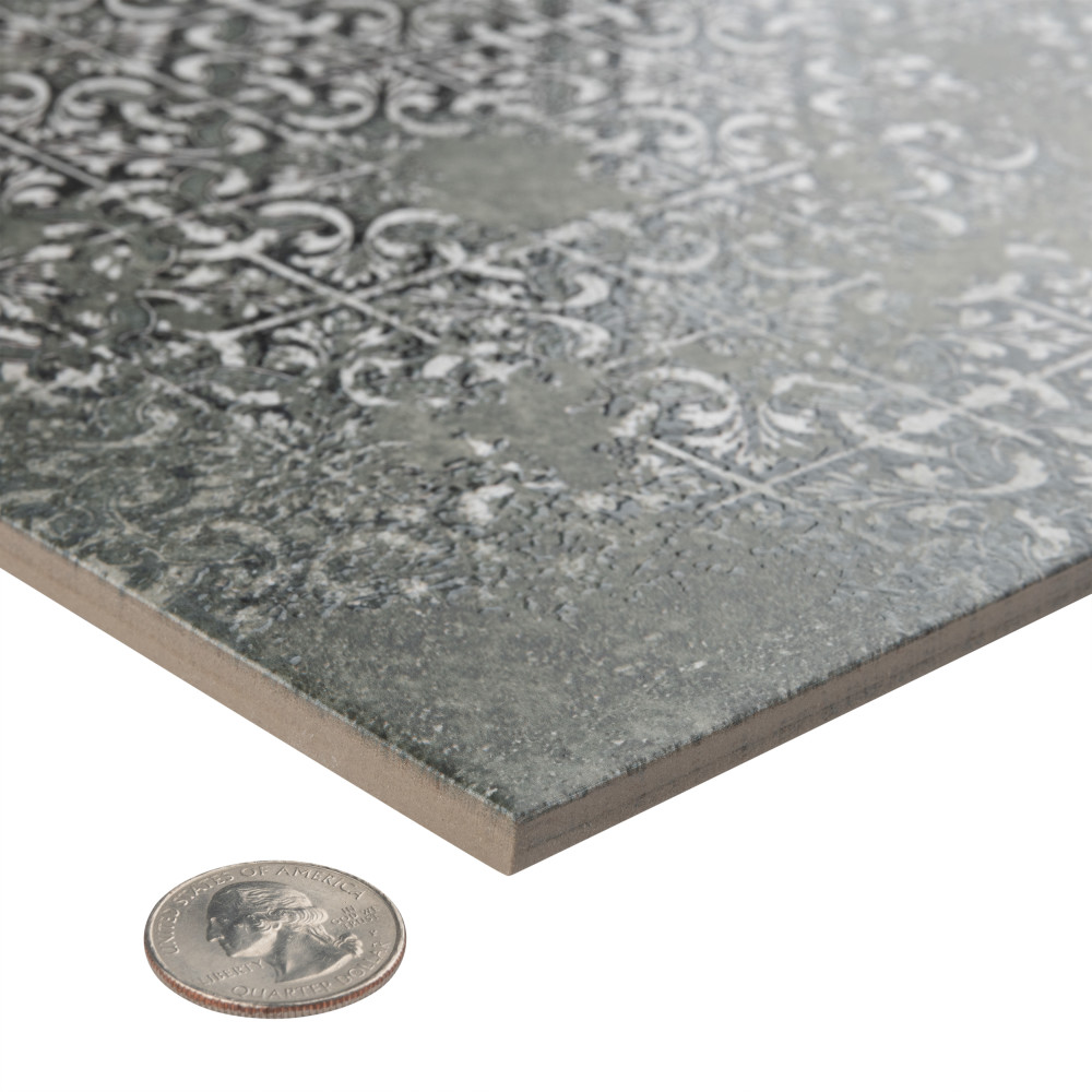 Antigua Deco Graphite 13 in. x 13 in. Porcelain Floor and Wall Tile