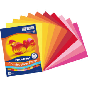 Construction Paper, Heavyweight, Warm Assorted, 9" x 12", 50 Sheets