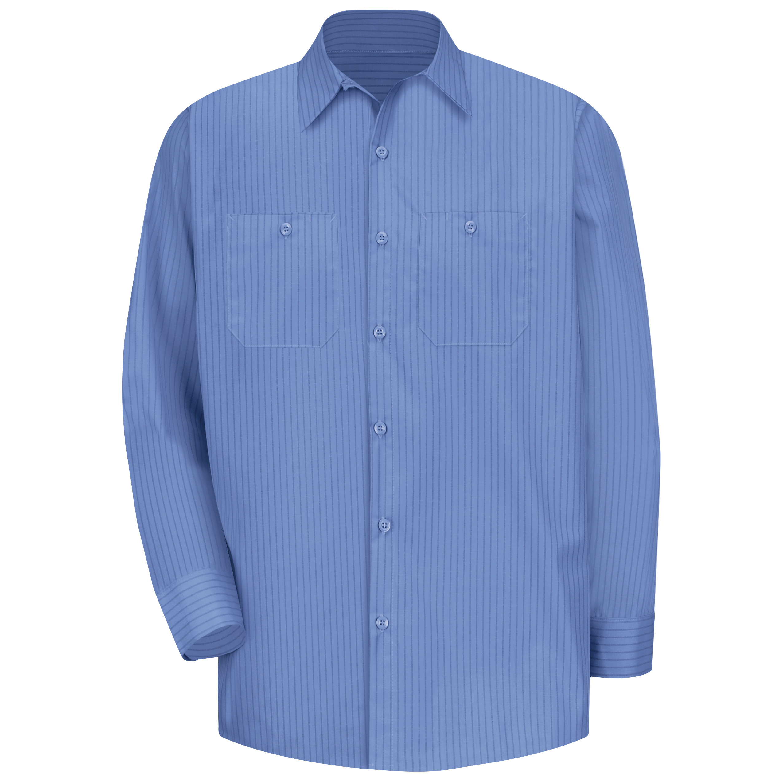 Men‘s Long Sleeve Industrial Stripe Work Shirt-Red Kap