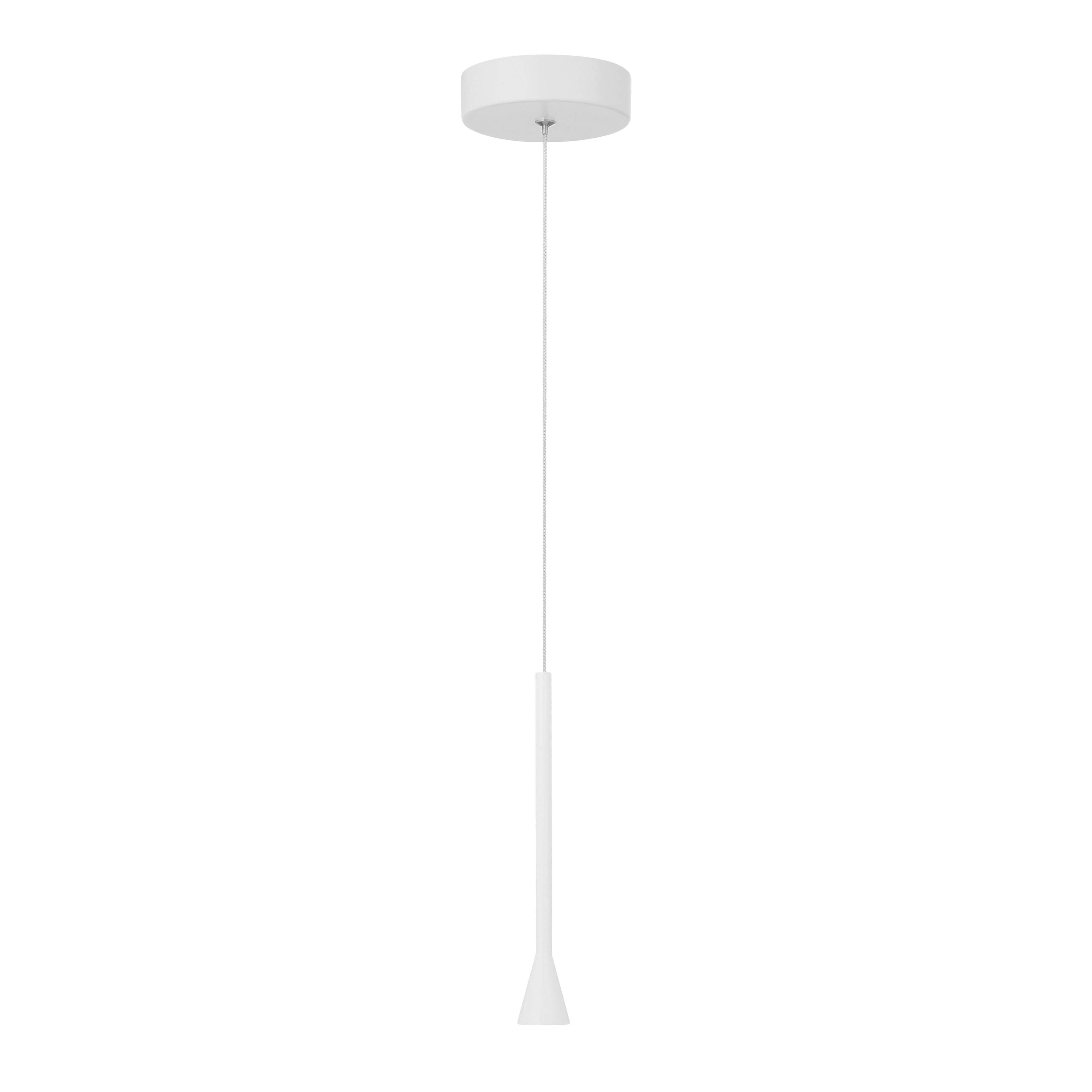 The Piccolo mini pendant delivers focused LED illumination in a slim 1.5-inch profile. Its matte white finish and modern cylindrical design make it ideal for task lighting over islands, in bathrooms, or clustered in multiples. - alternate view