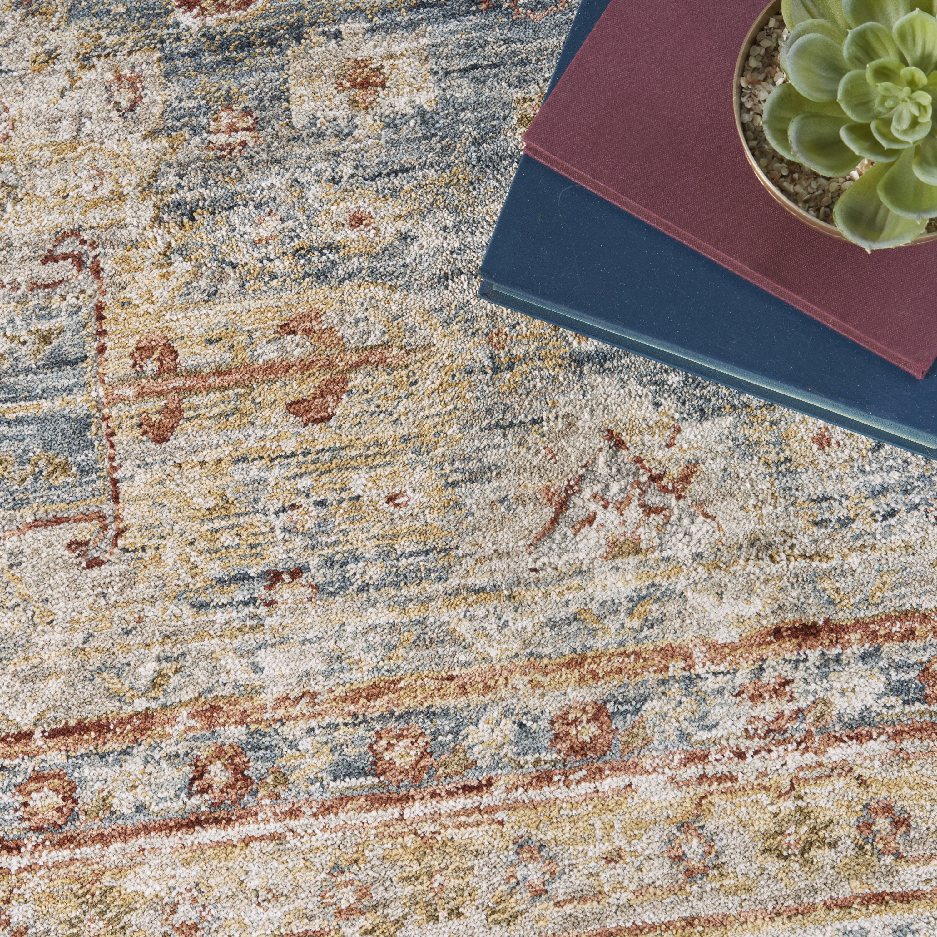 Nourison Sahar 9'3" x 12'7" Blue Vintage Indoor Rug