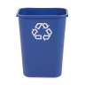 Rubbermaid Commercial, 10.25 gal, Resin, Blue, Rectangle, Receptacle