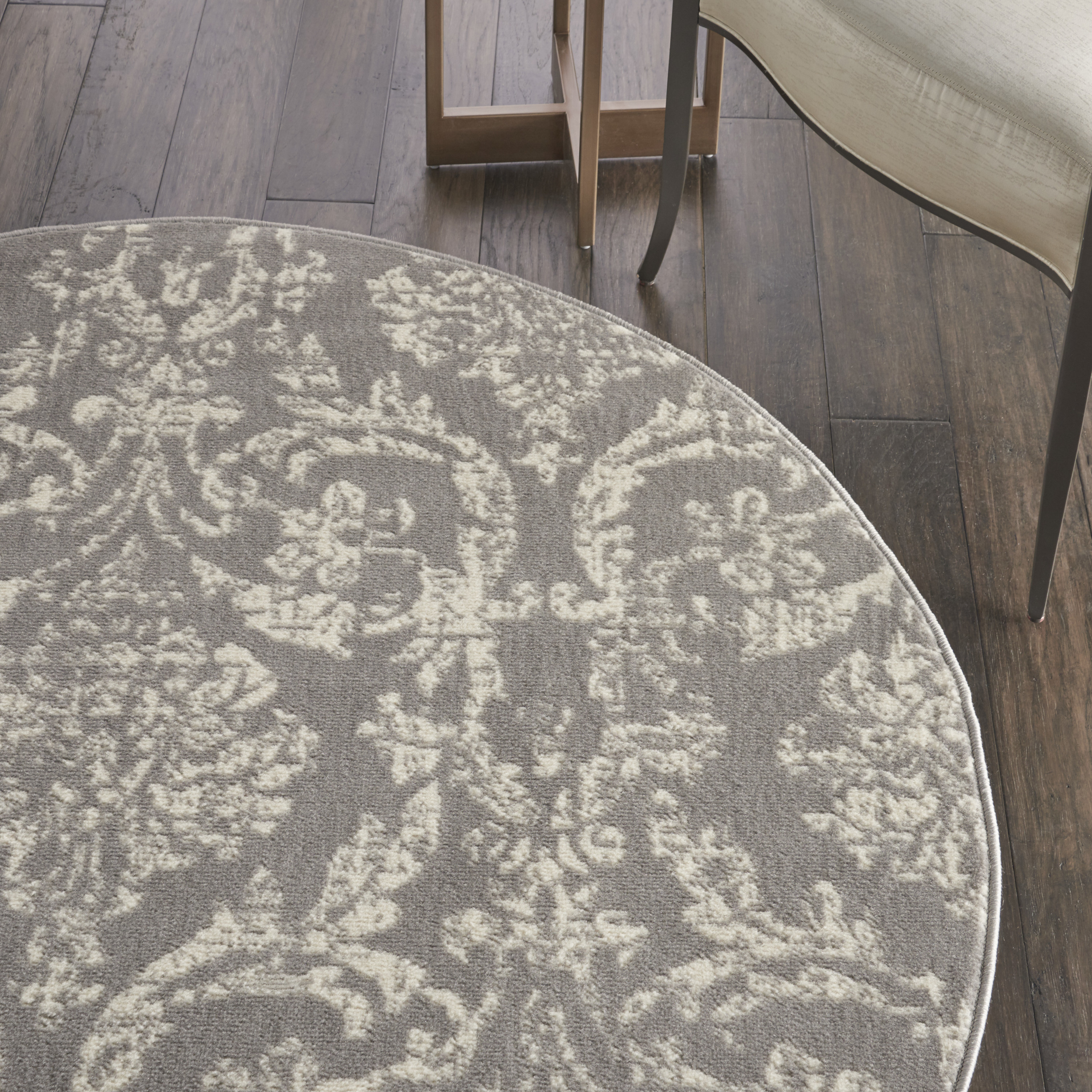 Nourison Jubilant 5'3" x Round Grey Vintage Indoor Rug