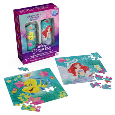 Disney Princess, Little Mermaid Ariel Flounder 36-Piece Jigsaw Puzzles 2-Pack Tubes Disney Princess Toys Disney Puzzle Girls Toys, for Kids Ages 3 and up