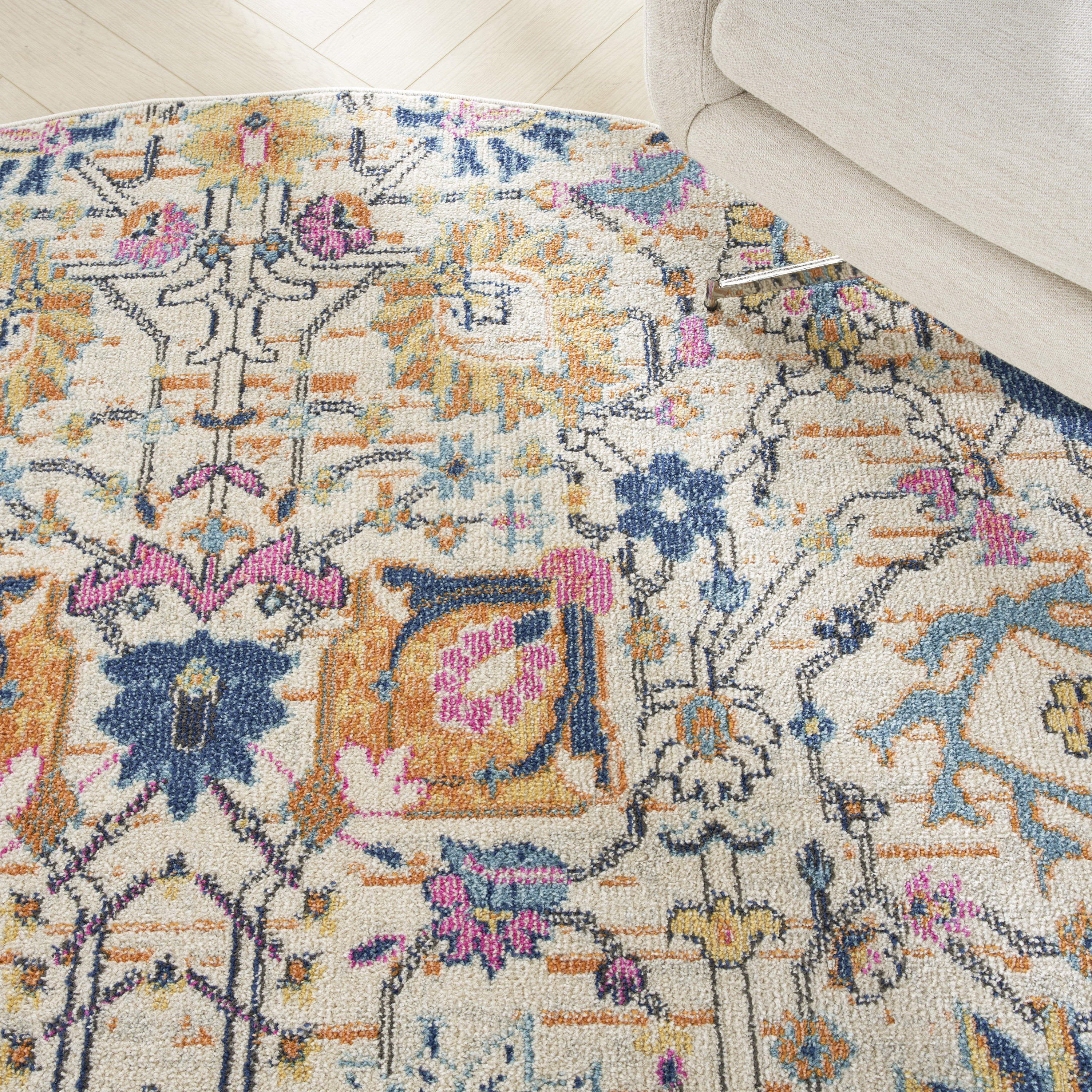 Nourison Passion 8' x Round Ivory Multicolor Bohemian Indoor Rug