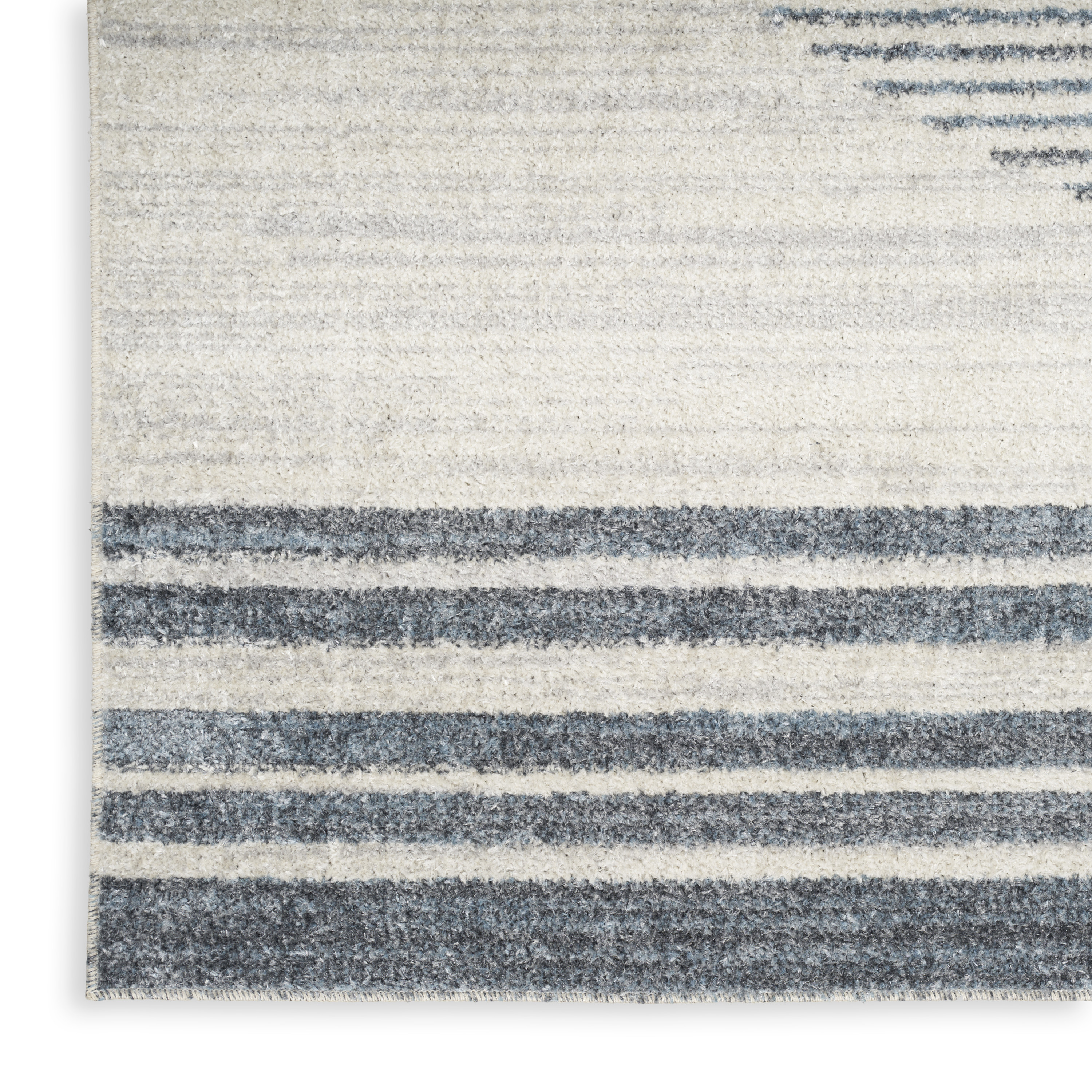 Nourison Astra Machine Washable 2'2" x 10' Ivory Blue Mid-Century Modern Indoor Rug
