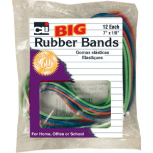 Big Rubber Bands, 7" x 1/8", Pack of 12