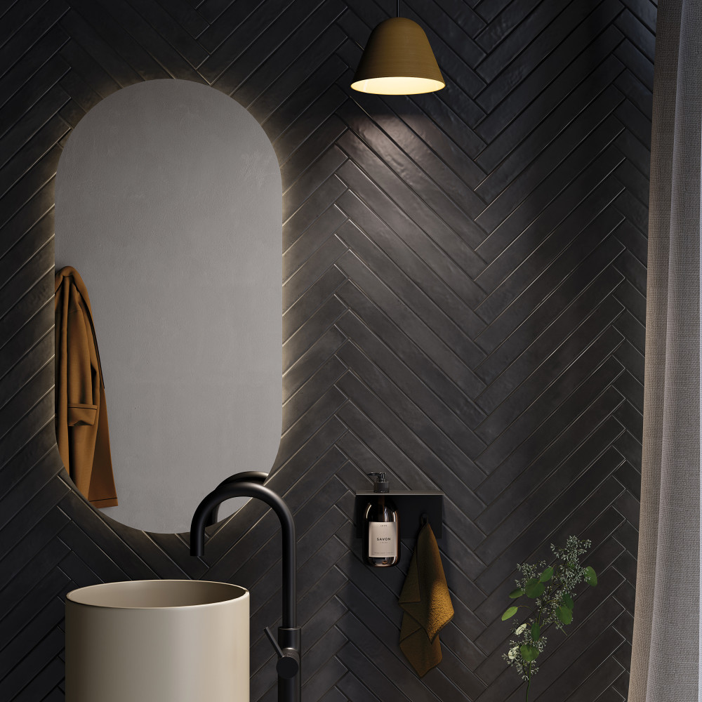 Phoenix Charcoal 1-7/8 in. x 17-3/4 in. Porcelain Floor and Wall Tile