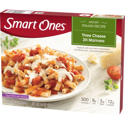 Smart Ones Three Cheese Ziti Pasta Marinara with Mozzarella, Monterey Jack Frozen Meal, 9 oz Box