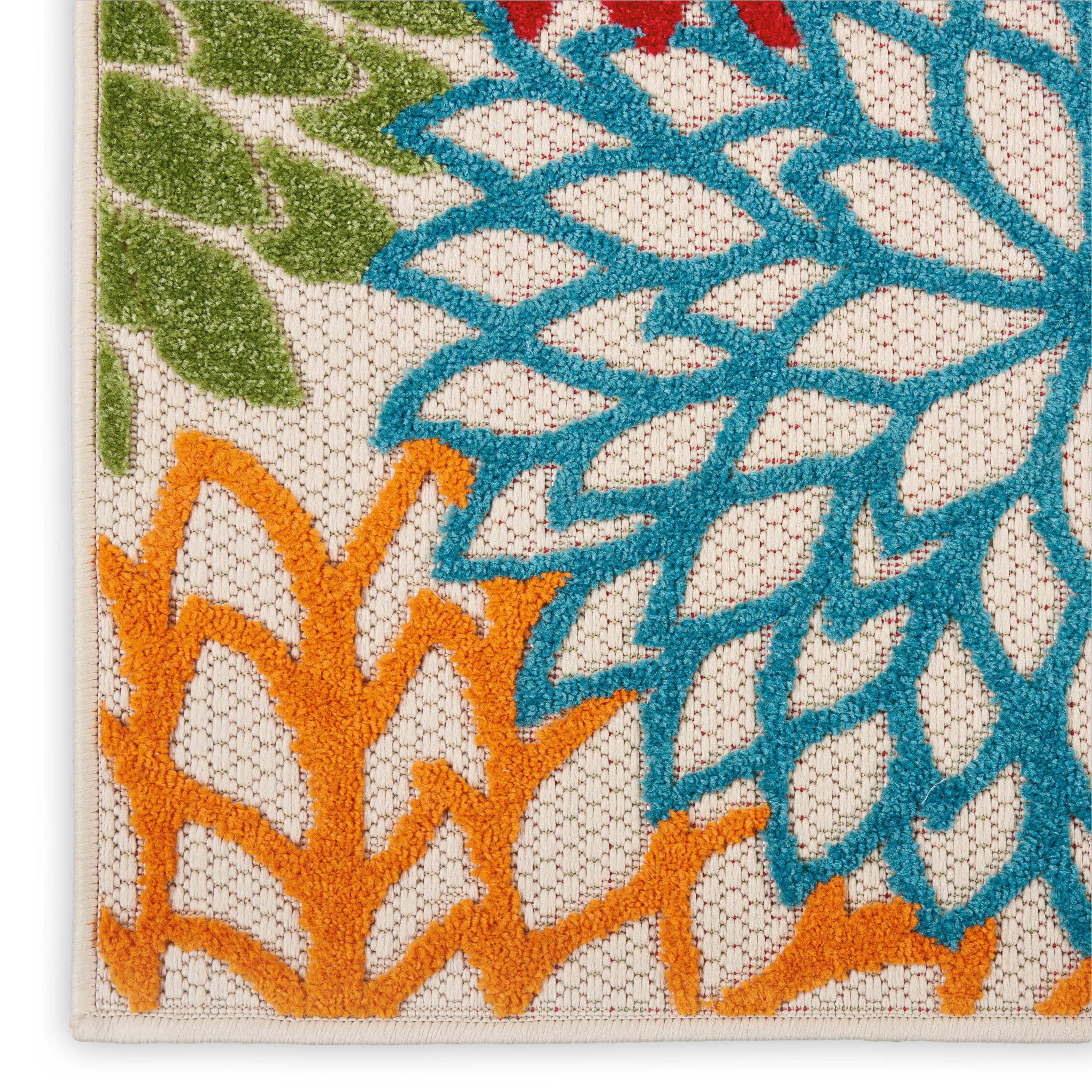 Nourison Aloha 5'3" x Square Green Tropical Rug