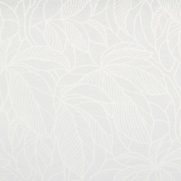 White embossed wallpaper with large outlined leaves—matte, subtly raised texture—covering a wall, evenly lit, neutral indoor surface with no furniture, window, or distinct shadows.