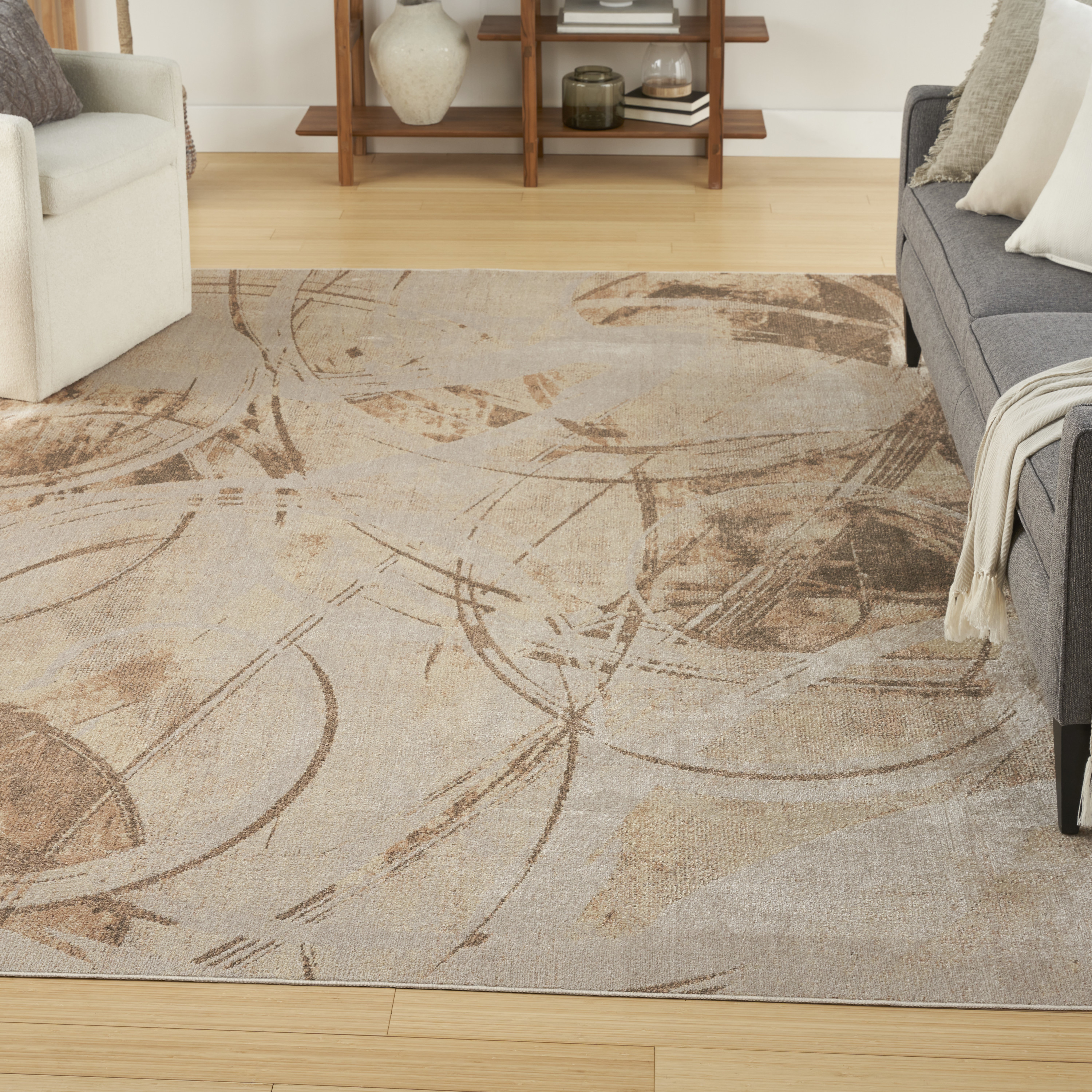 Nourison Astra Machine Washable 7'10" x 10' Beige Modern Indoor Rug