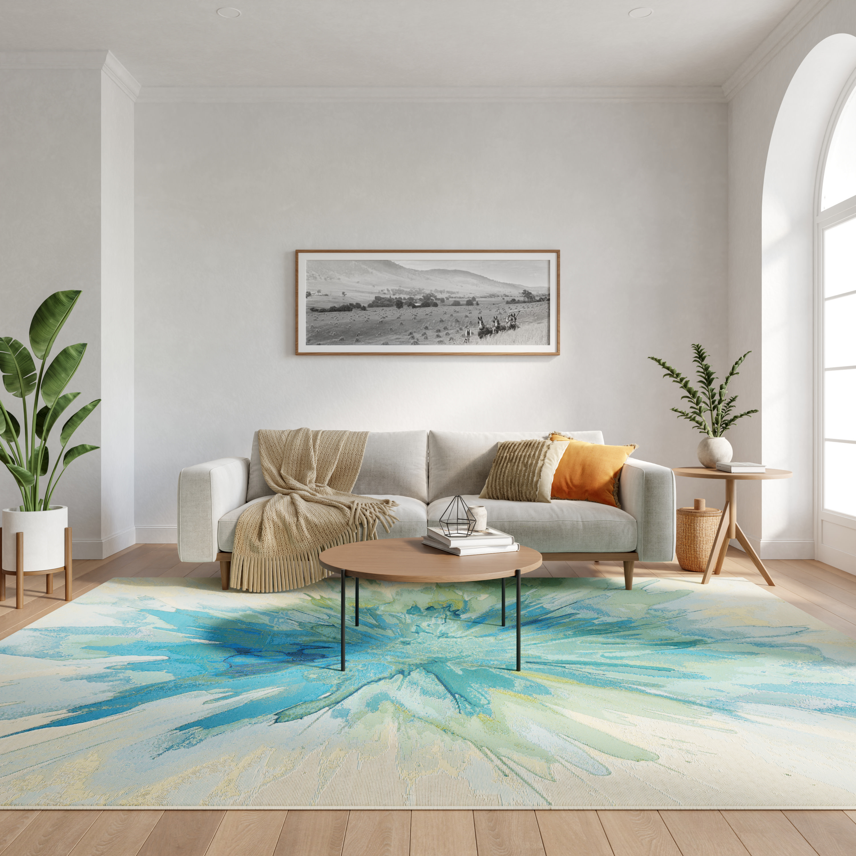 Nourison Color Splash 7'10" x 9'10" Ivory Blue Modern Rug