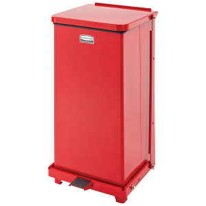Rubbermaid Commercial, Defenders®, 6.5gal, Metal, Red, Square, Receptacle