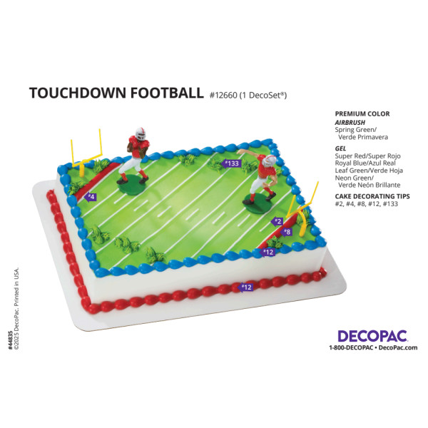 Touchdown Football Cake Decorating Instruction Card