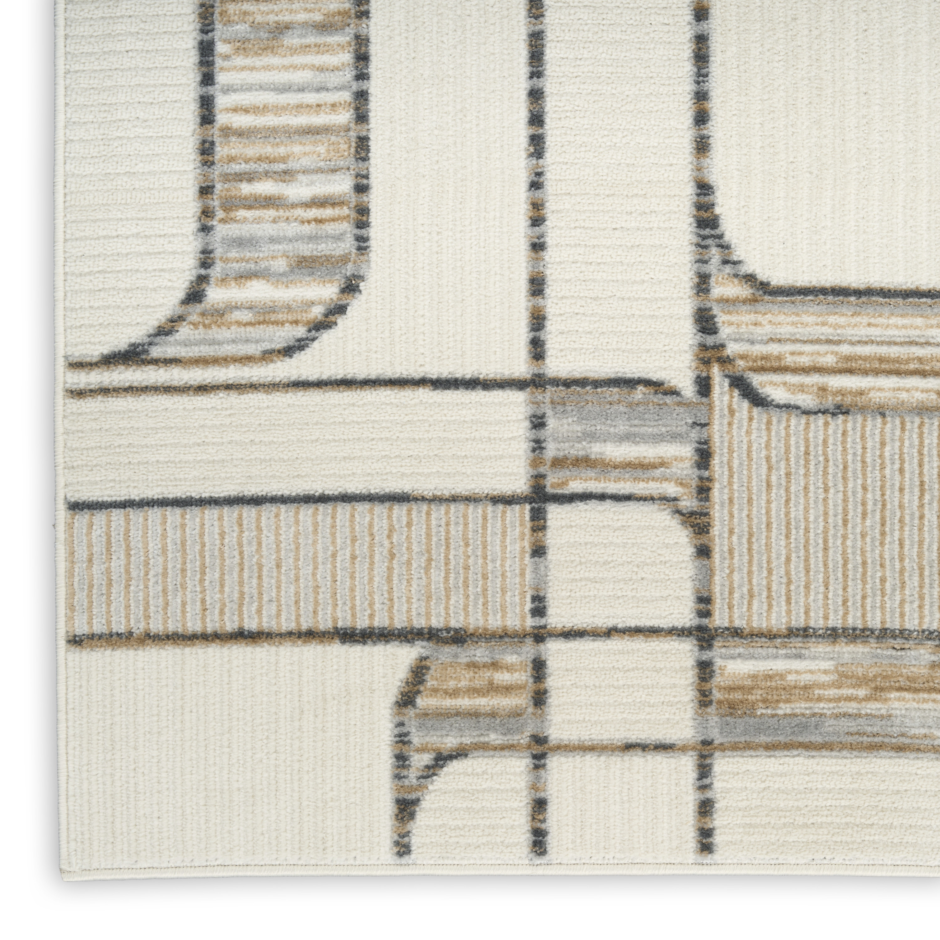 Nourison Nordic 2' x 6' Ivory Multicolor Mid-Century Modern Indoor Rug