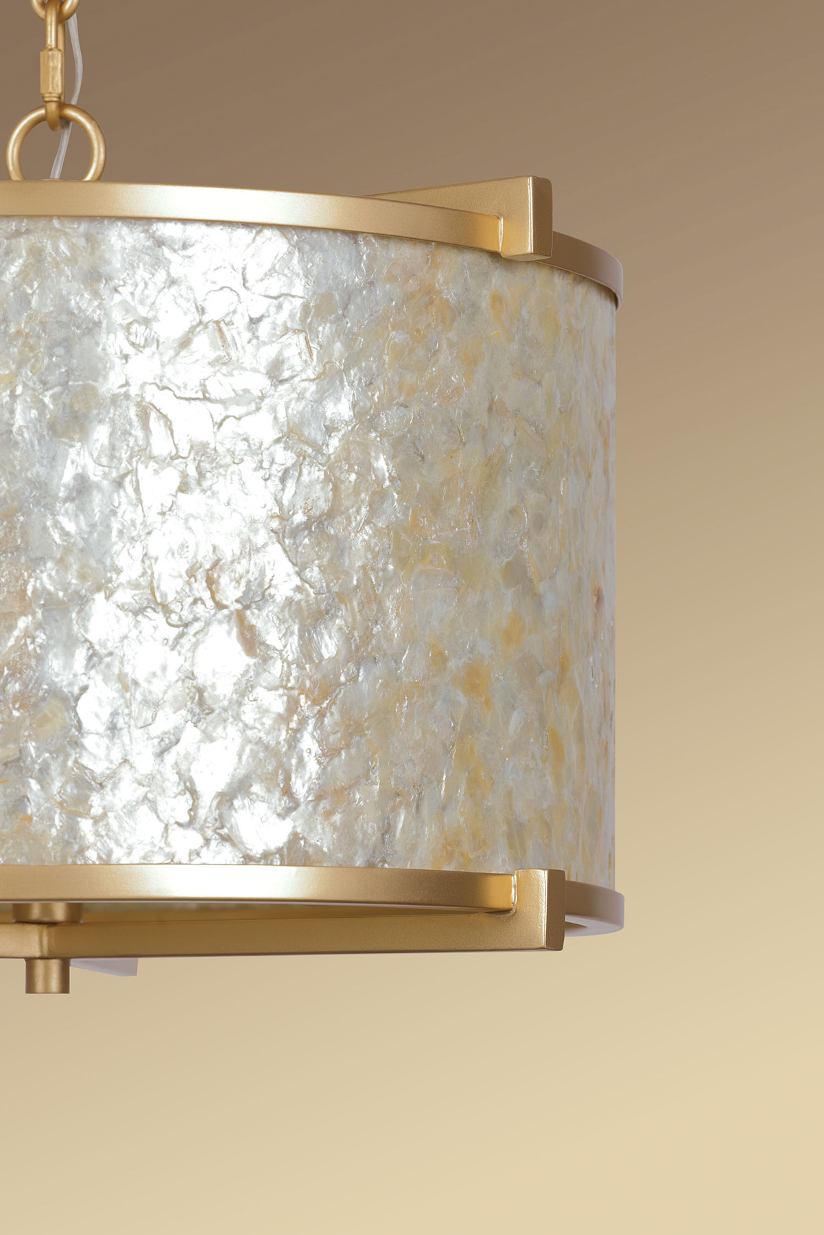 The Sommers Bend brings organic elegance with its inlay capiz shell shade and warm fawn gold finish. Perfect for spaces needing soft, diffused light with a touch of coastal sophistication. - alternate view
