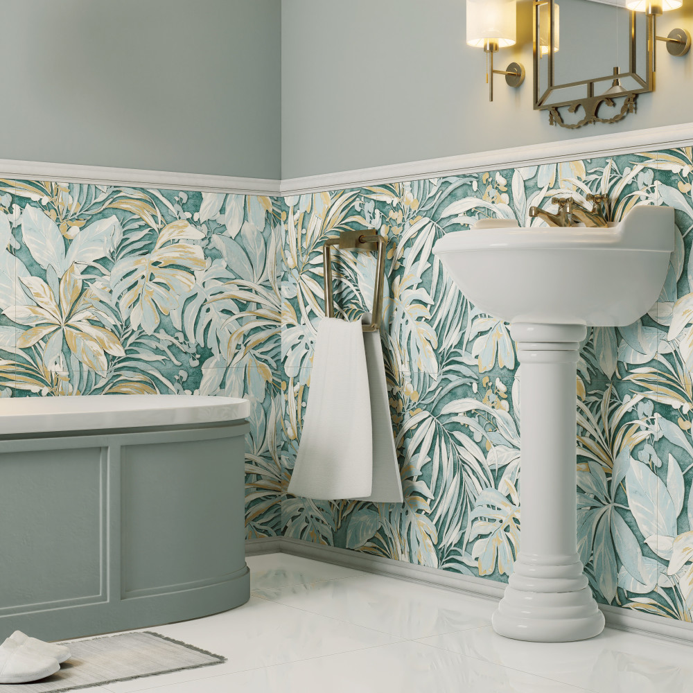 Parete Tropici Blue 23-1/2 in. x 47 in. Porcelain Floor and Wall Tile