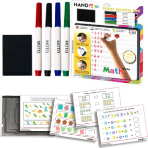 Dry-Erase Learning Board, 4 Markers, 10 Activity Sheets - Math Series