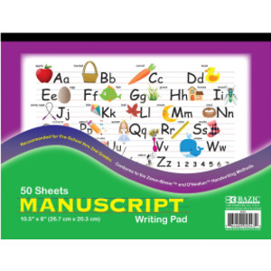Manuscript Writing Pad, 10.5" x 8", 50 Sheets