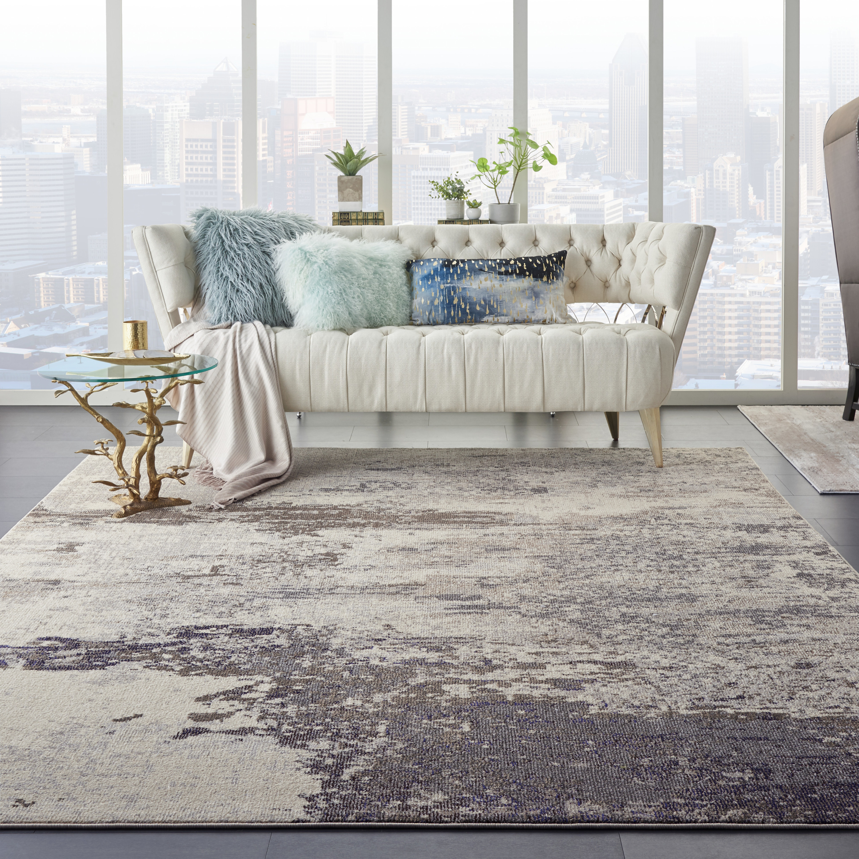 Nourison Celestial 9' x 12' Ivory Grey Modern Indoor Rug