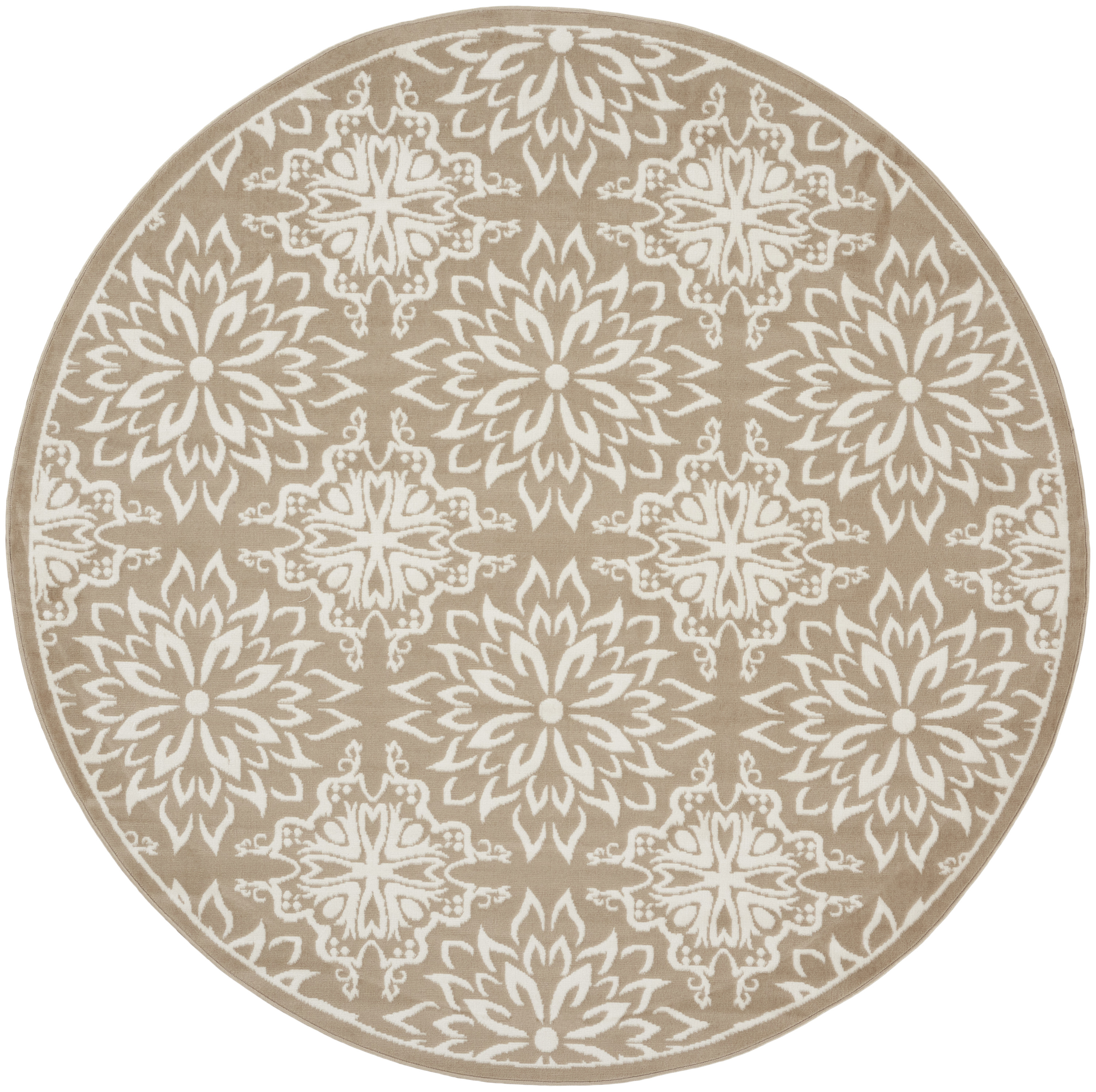 Nourison Jubilant 8' x Round Taupe Farmhouse Indoor Rug