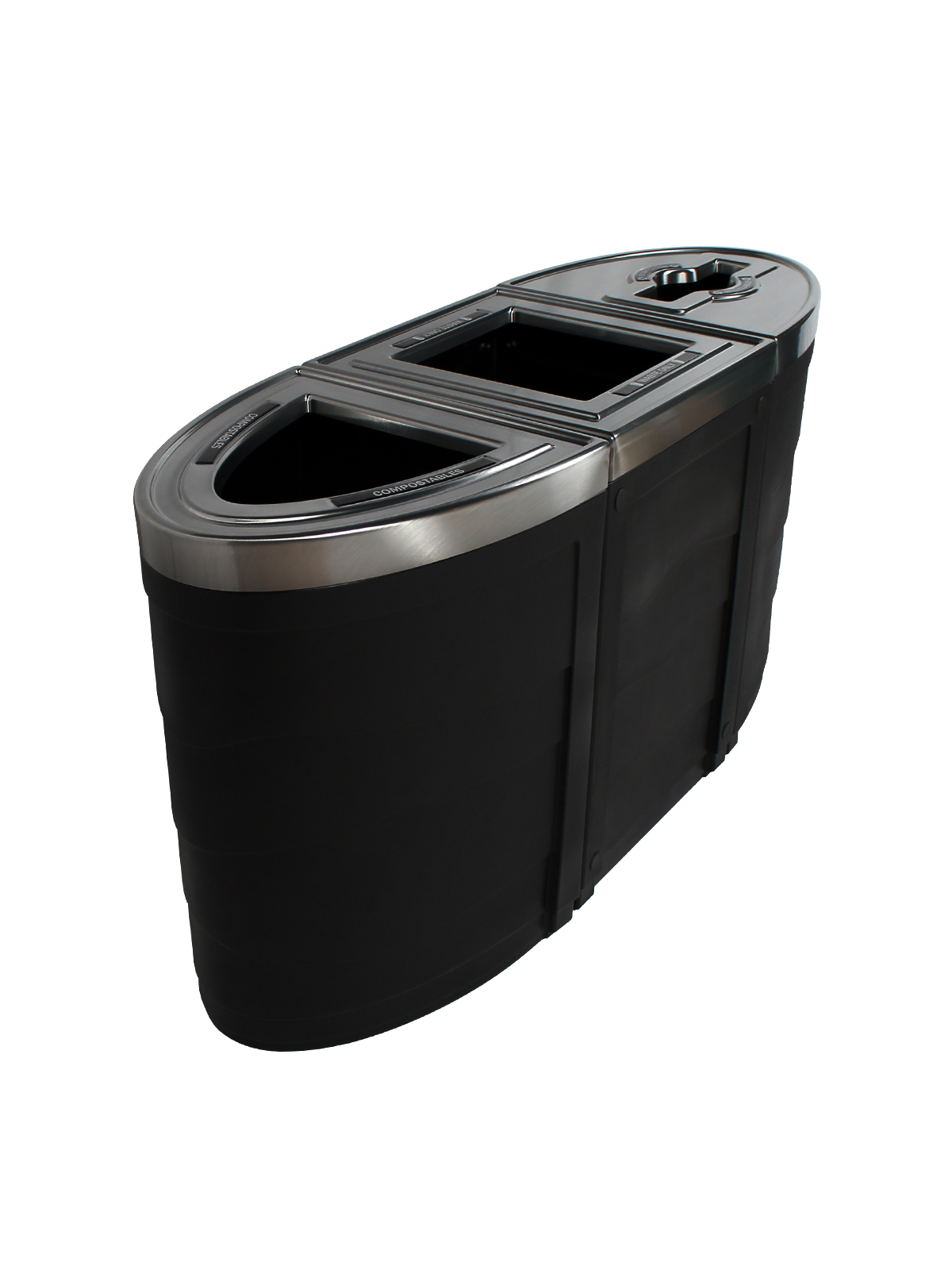 EVOLVE – Triple – Kit – Compostables-Waste-Recyclables – Full-Mixed – Black