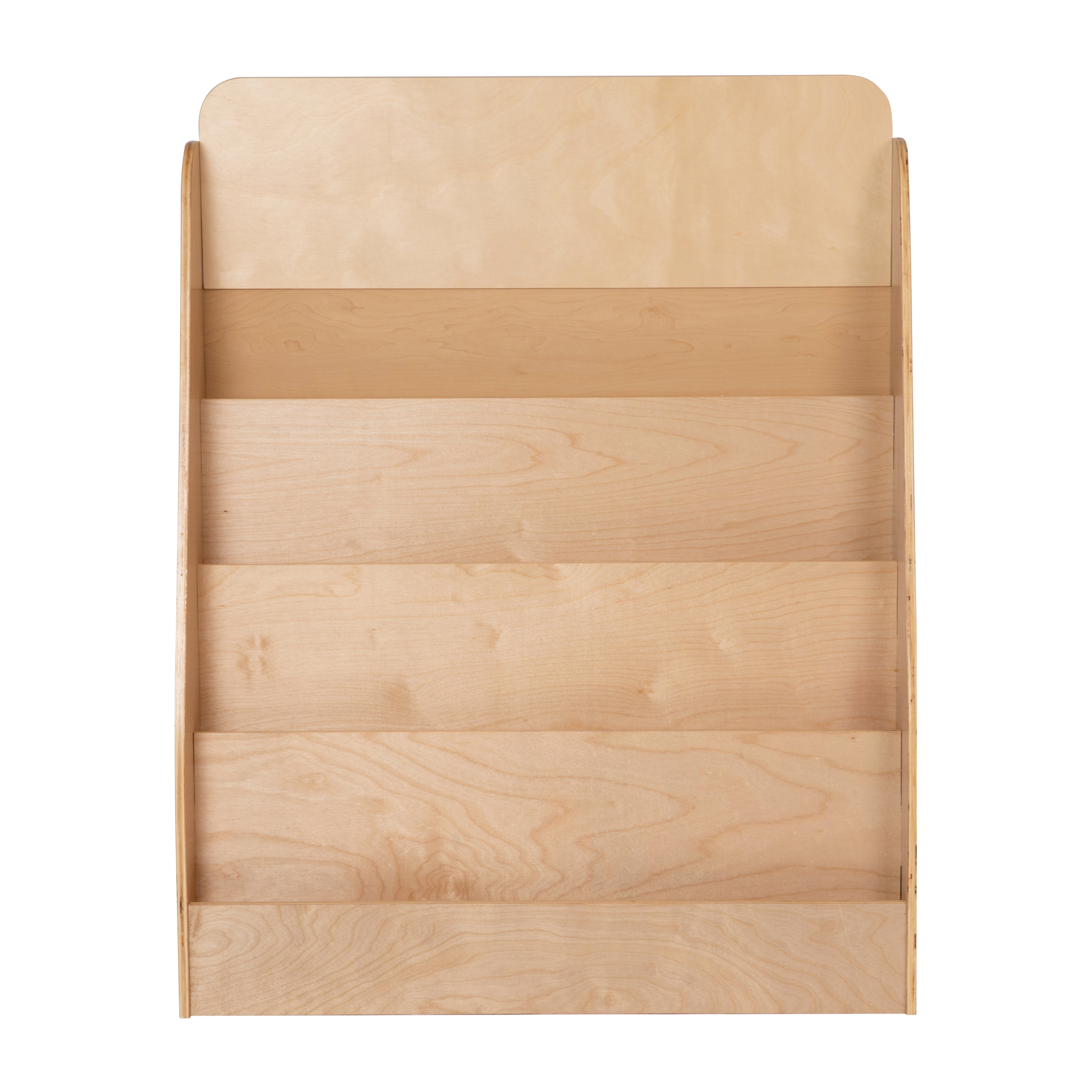 Estante de almacenamiento de libros de madera natural para niños con 4 listones de almacenamiento y apto para niños... - Imagen 7 de 12