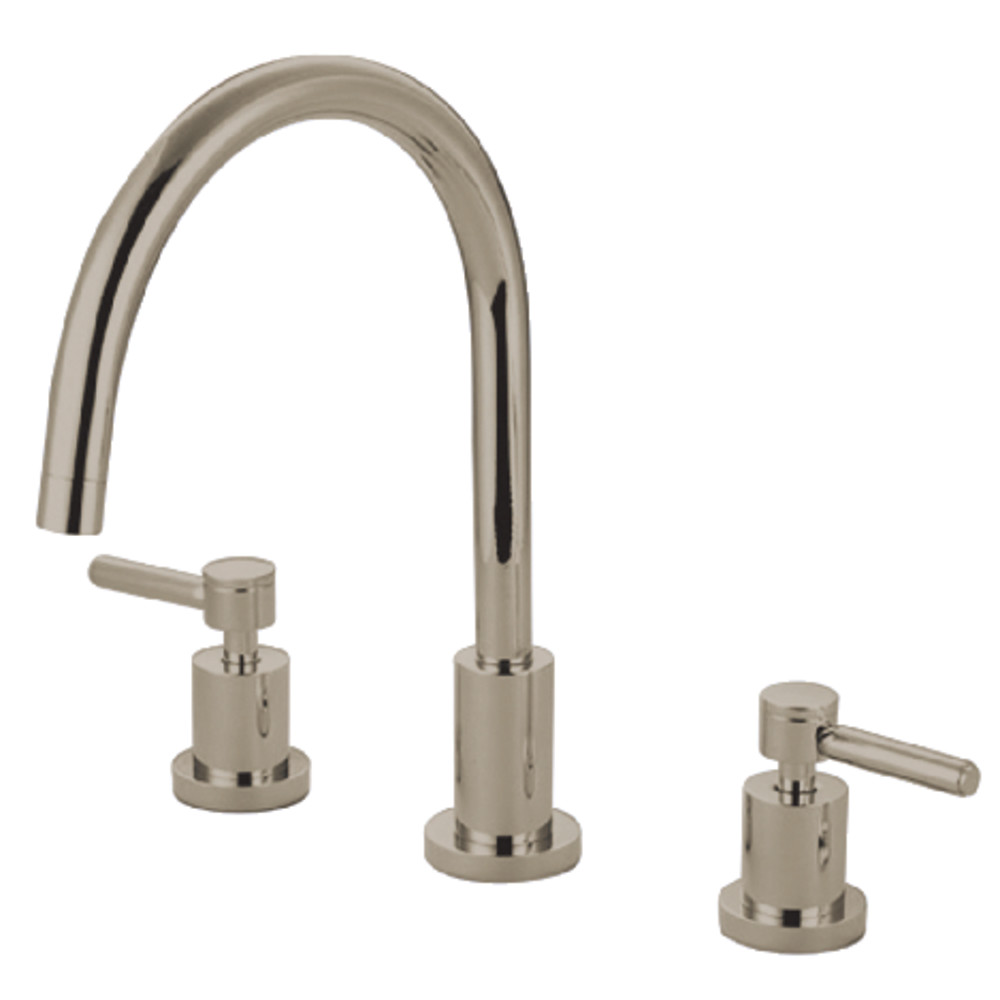 Double-Handle 3-Hole Widespread Kitchen Faucet, Polished Nickel with 3 Finish Options
