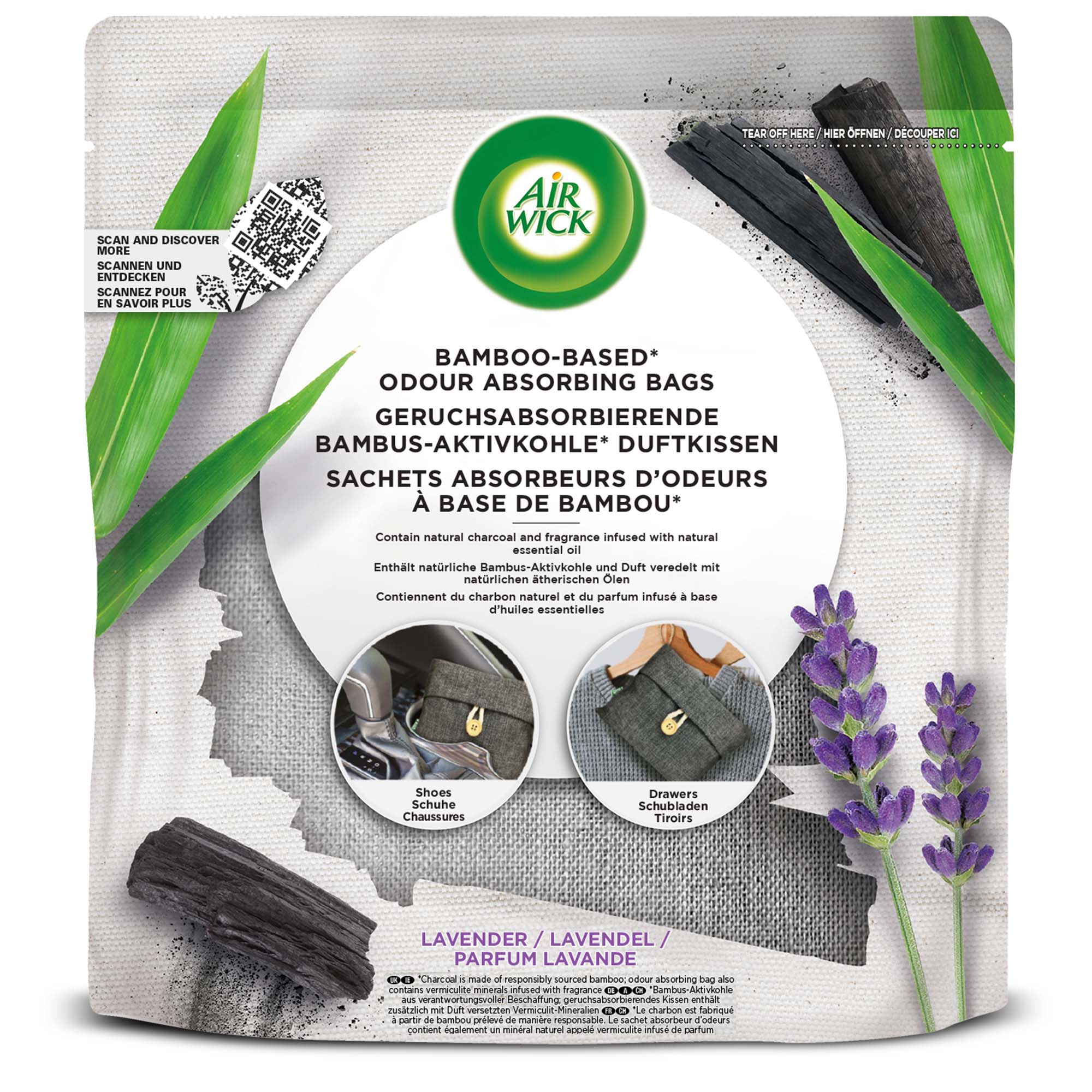 Air Wick geruchsabsorbierendes Bambus-Aktivkohle Duftkissen Lavendel