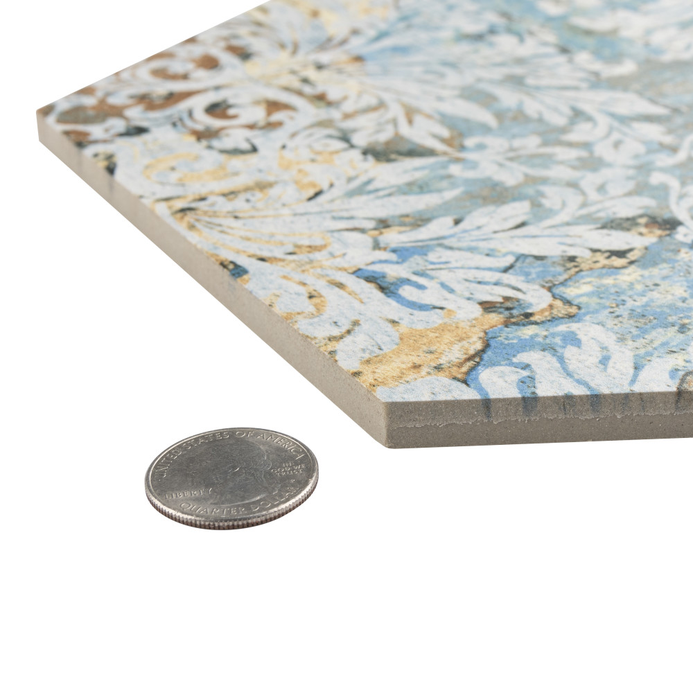 Carpet Hex Tapestry Natural 9-7/8 in. x 11-1/4 in. Porcelain Floor and Wall Tile